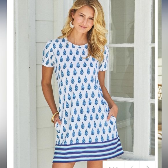 Cabana Life Dresses & Skirts - Cabana Life Blue and White Midi (Swim/Active) Dress